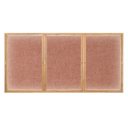 United Visual Products Double Door Enclosed EZ Tack Board, 60"x36", Header, Cherry/Green UV104HDEZ-GREEN-CHERRY